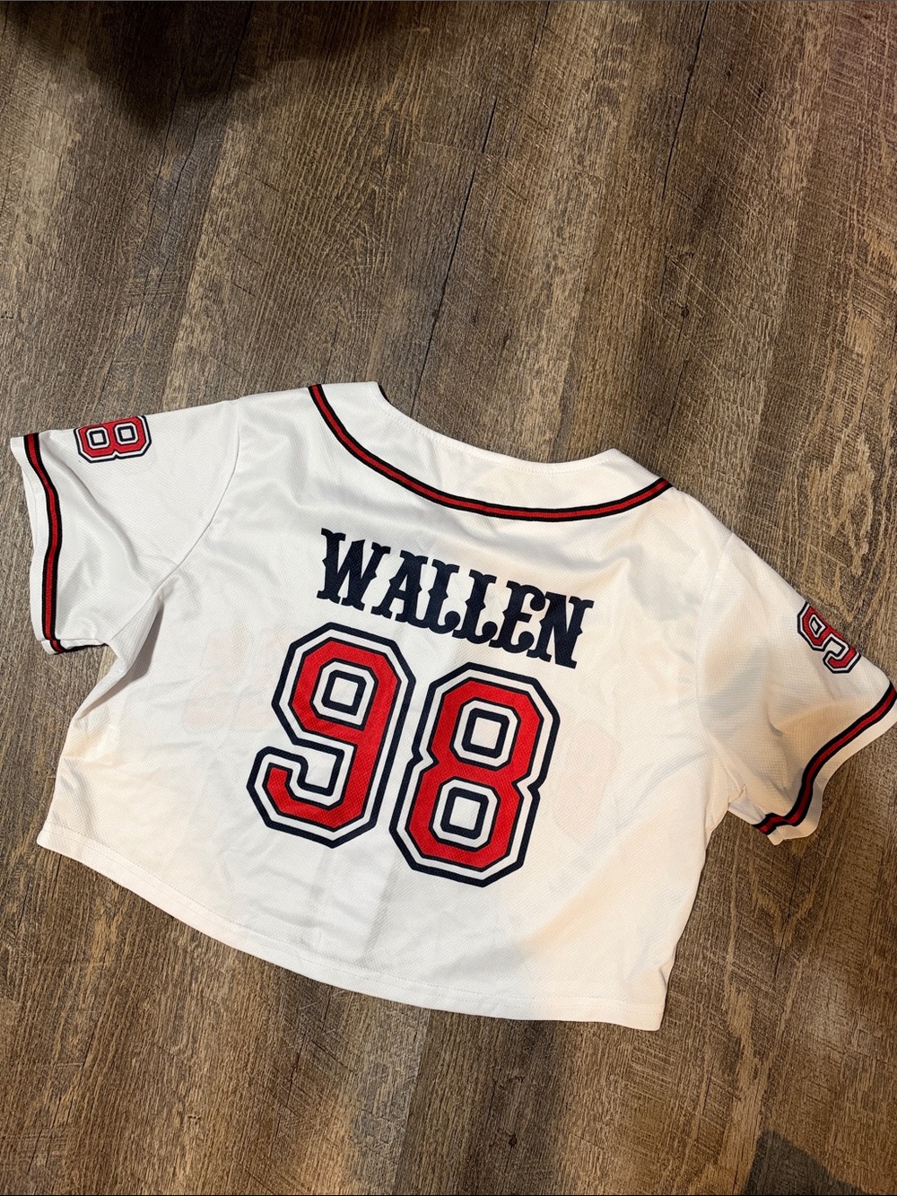 Morgan Wallen 98 Braves Cropped Baseball Jersey
